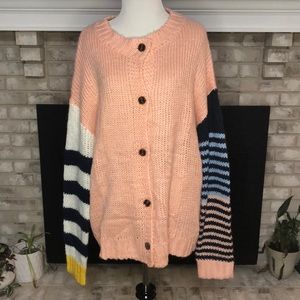 J.NNA Peach Navy Oversized Knitted Sweater Size Small